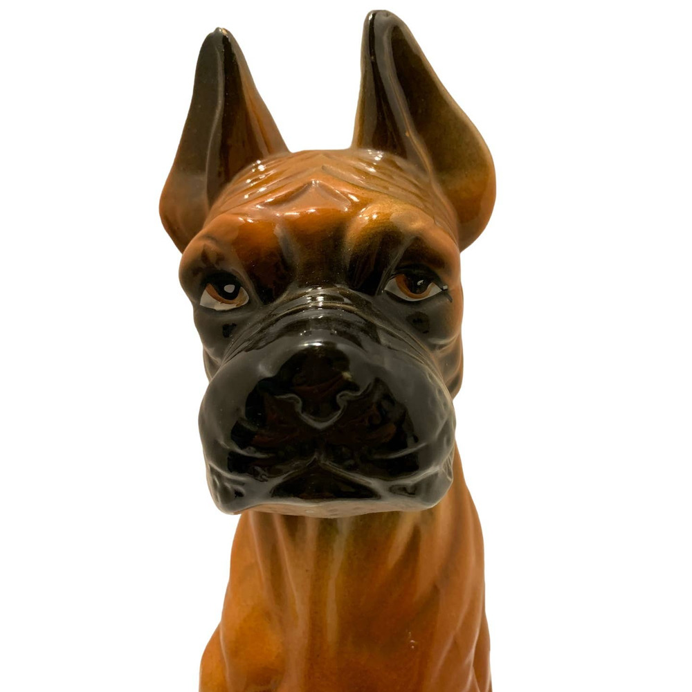 Vintage Large Porcelain Boxer Dog Figurine